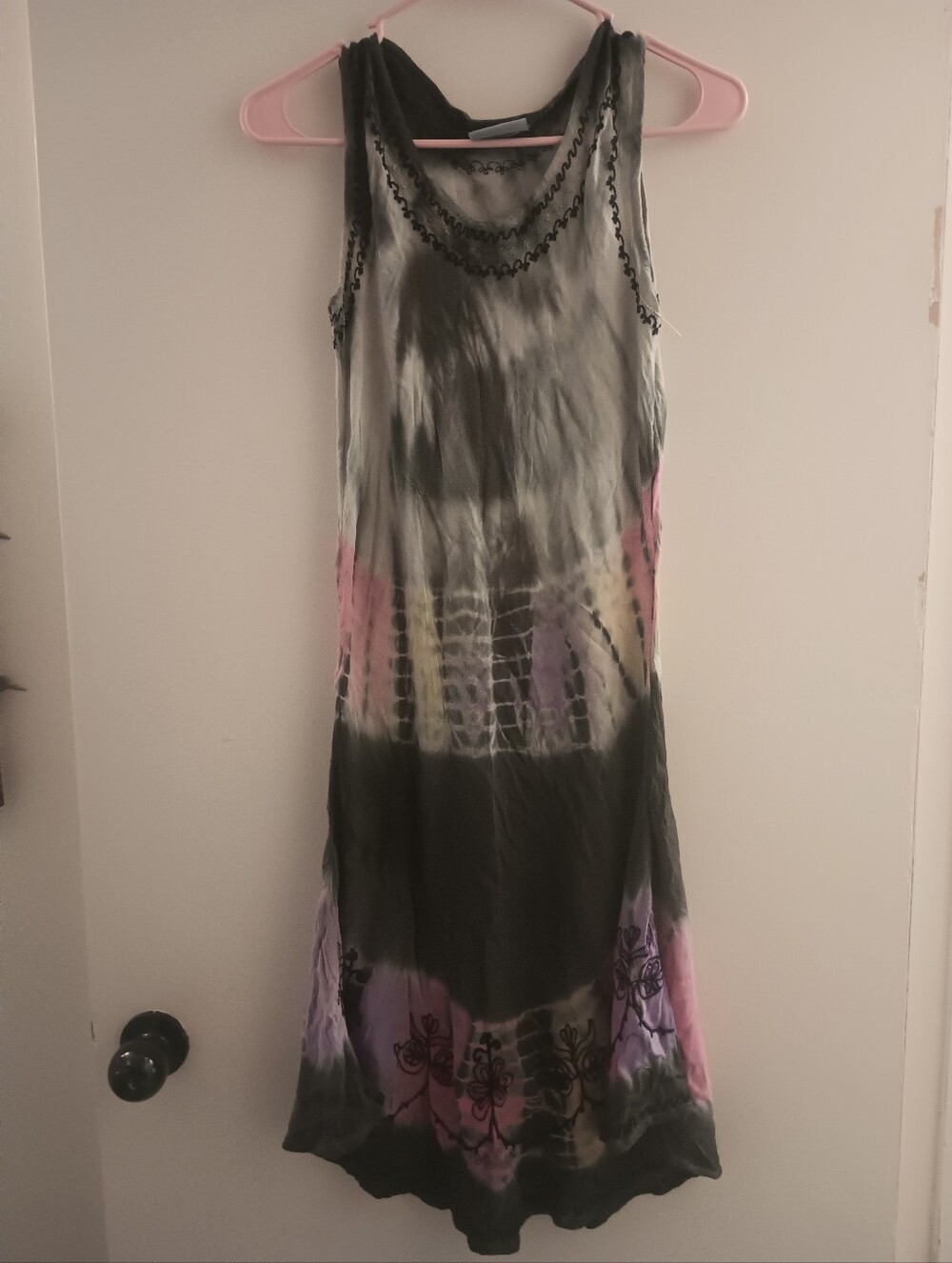 India Boutique Women's Sleeveless Tie-Dye Boho Resort Midi Dress Rayon OS Gray